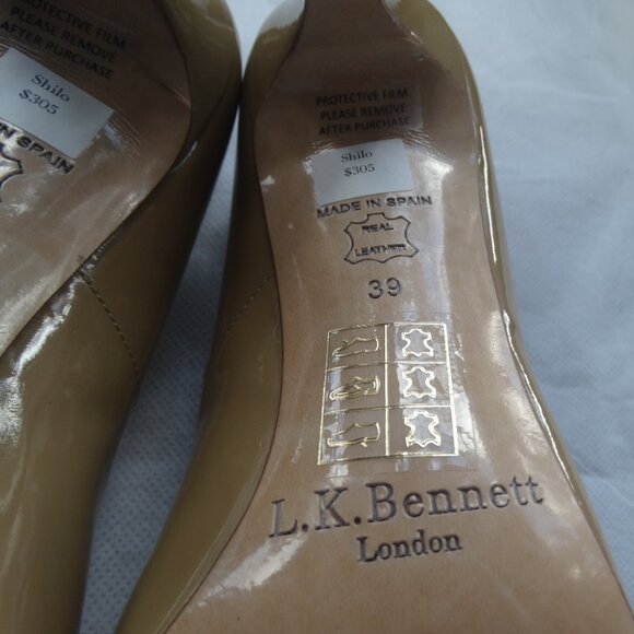 NEW LK Bennett SHILO $305 Tan Pumps Nude Leather 3.75" Heels EU 39 US 8.5 Spain - Picture 8 of 10